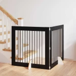 vidaXL Πύλη Σκύλου με Στηρίγματα 2 pcs Μαύρη Δρυς 100 x 100 cm