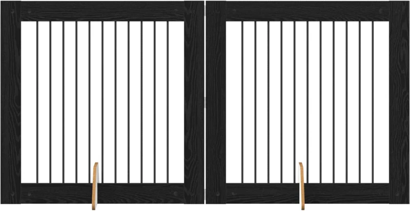 vidaXL Πύλη Σκύλου με Στηρίγματα 2 pcs Μαύρη Δρυς 100 x 100 cm