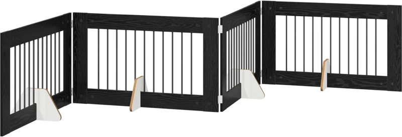 vidaXL Πύλη Σκύλου με Στηρίγματα 4 pcs Μαύρη Δρυς 100 x 60 cm