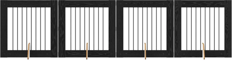 vidaXL Πύλη Σκύλου με Στηρίγματα 4 pcs Μαύρη Δρυς 80 x 80 cm