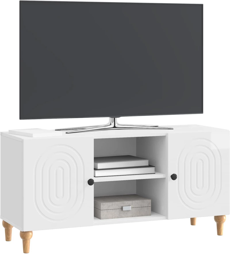 vidaXL Ντουλάπι TV Γυαλιστερό Λευκό 102 x 34,5 x 50 εκ.