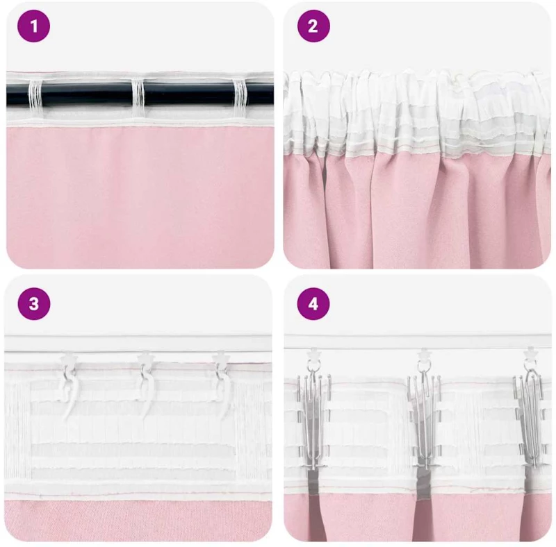 vidaXL Κουρτίνες Μαύρης Ύφανσης με Δαχτυλίδια 2 pcs Απαλό ροζ
