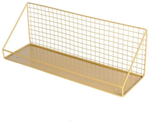Ράφι επιτοίχιο μεταλλικό χρυσό 45x14xY16εκ.
