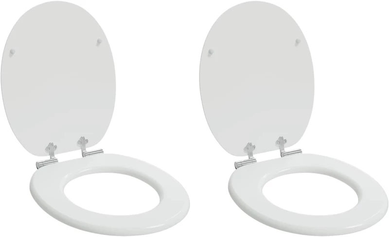 vidaXL Μαλακή κλειστή λεκάνη 2 pcs Λευκός 44 x 38 εκ. Πίνακας MDF