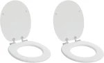 vidaXL Μαλακή κλειστή λεκάνη 2 pcs Λευκός 44 x 38 εκ. Πίνακας MDF