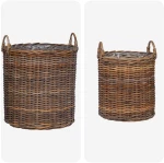 vidaXL Καλάθι Φυτών με αποθήκευση 2 pcs Καφέ Λάκακ Ράττανα