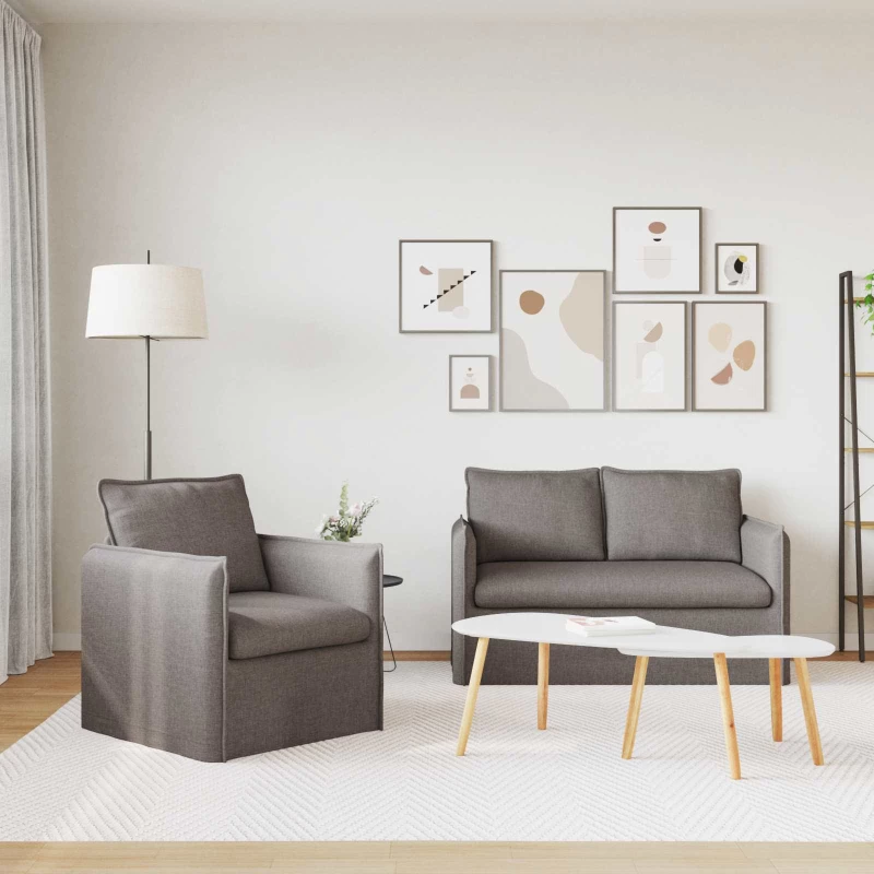 vidaXL Σετ Καναπέ 2 pcs Taupe 136 x 82 x 85 εκ Ύφασμα