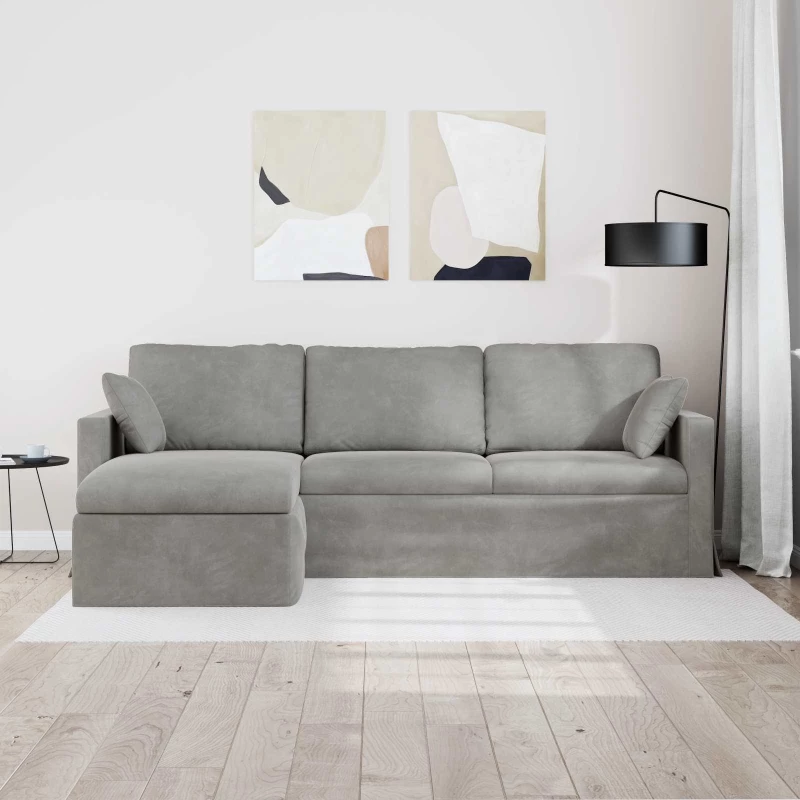 vidaXL Καναπές Ανοιχτό γκρι 228 x 134 x 80 εκ Βελούδο