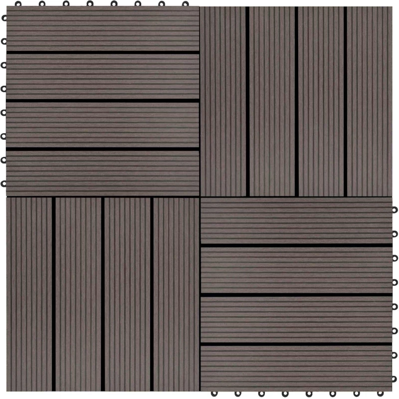 vidaXL Πλάκα Κατασκευής 11 pcs Σκούρο Καφέ 30 x 30 cm WPC