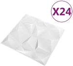 vidaXL Πάνελ τοίχου 24 pcs Διαμάντι Άσπρο 50 x 50 cm Φελιζόλ XPS