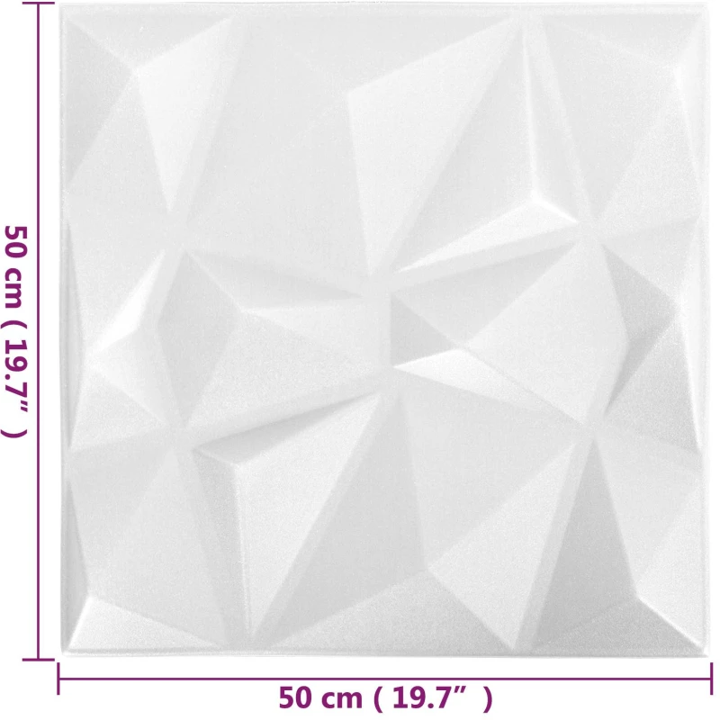 vidaXL Πάνελ τοίχου 24 pcs Διαμάντι Άσπρο 50 x 50 cm Φελιζόλ XPS