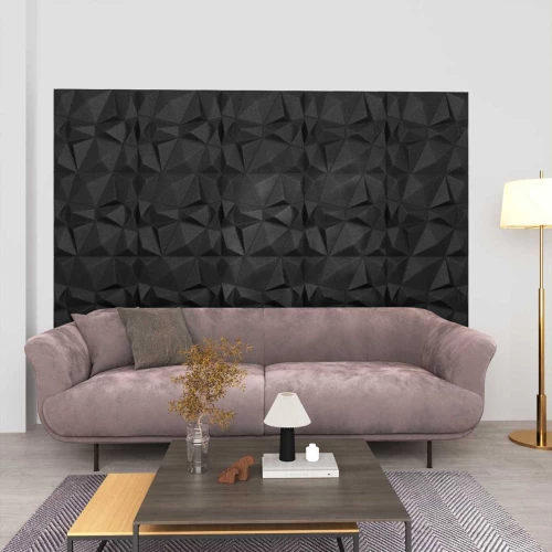 vidaXL Πάνελ τοίχου 24 pcs Διαμάντι Μαύρο 50 x 50 cm Φελιζόλ XPS
