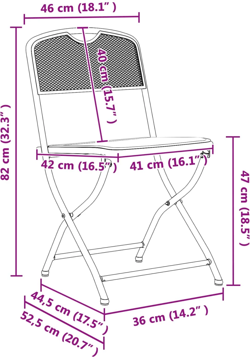 vidaXL Καρέκλες Κήπου 2 pcs Ανθρακί 52,5 x 46 x 82 εκ Σίδερο