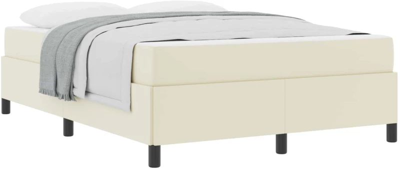 vidaXL Σκελετός Κρεβατιού με στρώμα Κρεμ 140 x 200 cm ύφασμα