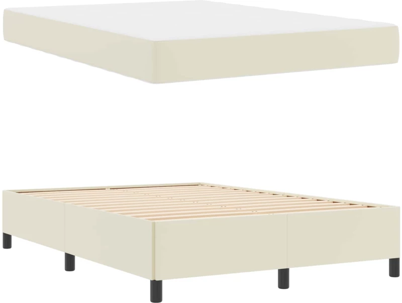 vidaXL Σκελετός Κρεβατιού με στρώμα Κρεμ 140 x 200 cm ύφασμα