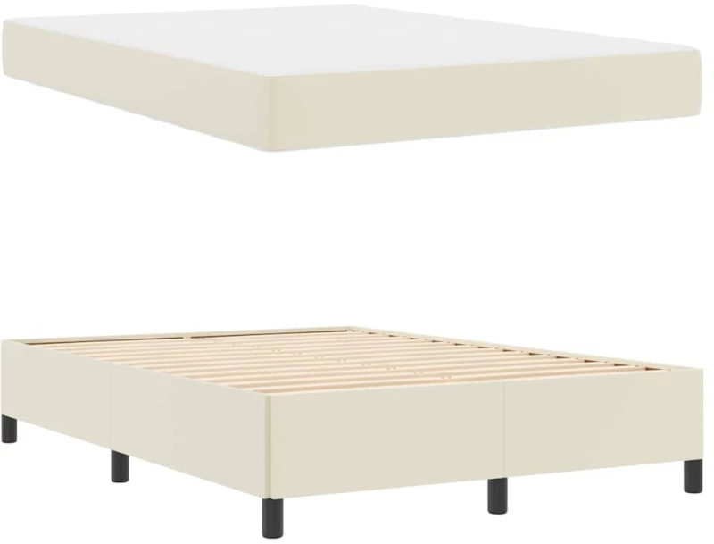 vidaXL Σκελετός Κρεβατιού με στρώμα Κρεμ 140 x 200 cm ύφασμα