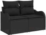 vidaXL Σετ Καναπέ Κήπου με μαξιλάρι 8 pcs Μαύρο Πολυ ράταν