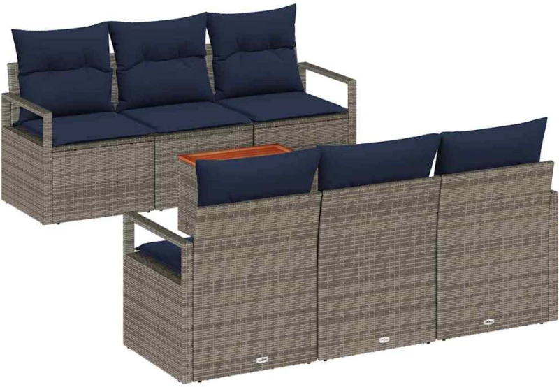 vidaXL Σετ Καναπέ Κήπου με μαξιλάρι 7 pcs Γκρι συνθετικό ρατάν