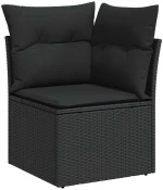 vidaXL Σετ Καναπέ Κήπου με μαξιλάρι 9 pcs Μαύρο 90 x 55 x 71 cm