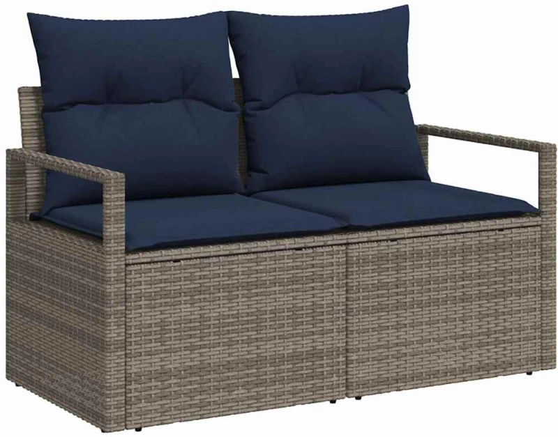 vidaXL Σετ Καναπέ με μαξιλάρι με αποθήκευση 8 pcs Γκρι συνθετικό ρατάν