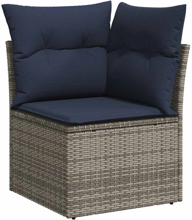 vidaXL Σετ Καναπέ με μαξιλάρι με αποθήκευση 8 pcs Γκρι συνθετικό ρατάν