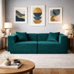 Compressed Nextdeco καναπές τριθέσιος κοτλέ πράσινος Υ63x208x101εκ.