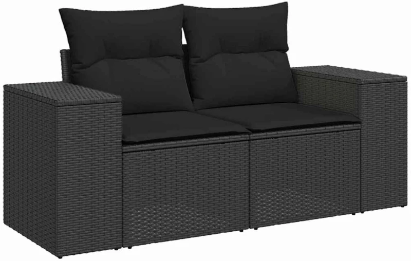 vidaXL Σετ Καναπέ Κήπου με μαξιλάρι 9 pcs Μαύρο συνθετικό ρατάν