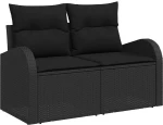 vidaXL Σετ Καναπέ Κήπου με μαξιλάρι 9 pcs Μαύρο συνθετικό ρατάν