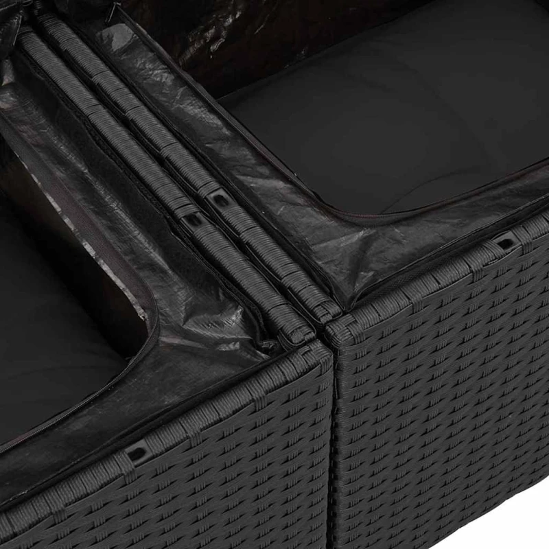 vidaXL Σετ Καναπέ Κήπου με μαξιλάρι 9 pcs Μαύρο συνθετικό ρατάν