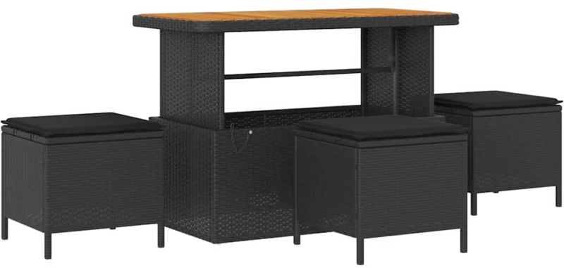 vidaXL Σετ Καναπέ Κήπου με μαξιλάρι 10 pcs Μαύρο συνθετικό ρατάν