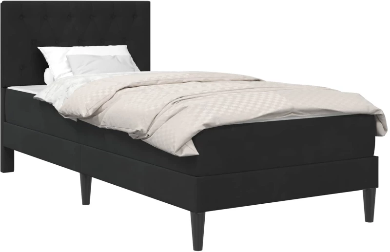 vidaXL Σκελετός κρεβατιού με στρώμα Μαύρο 90 x 190 cm Βελούδο