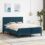 vidaXL Σκελετός κρεβατιού με στρώμα Μπλε 120 x 200 cm Βελούδο