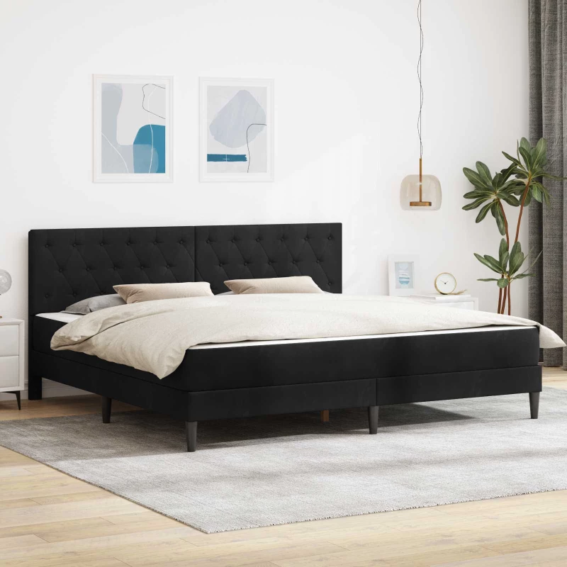 vidaXL Σκελετός κρεβατιού με στρώμα Μαύρο 180 x 200 cm Βελούδο
