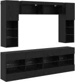 vidaXL Σετ τοίχου για τηλεόραση με led Επιτοίχιο 6 pcs Μαύρη Δρυς