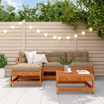 vidaXL Σετ Ξαπλώστρας Κήπου 5 pcs Κερί Παλαίωσης Μασίφ Ξύλο Πεύκου