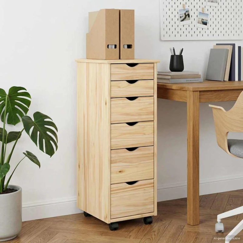 vidaXL Κινητό Ντουλάπι Καφέ 34 x 39 x 93,5 εκ Στερεό ξύλο πεύκου