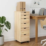 vidaXL Κινητό Ντουλάπι Καφέ 34 x 39 x 93,5 εκ Στερεό ξύλο πεύκου