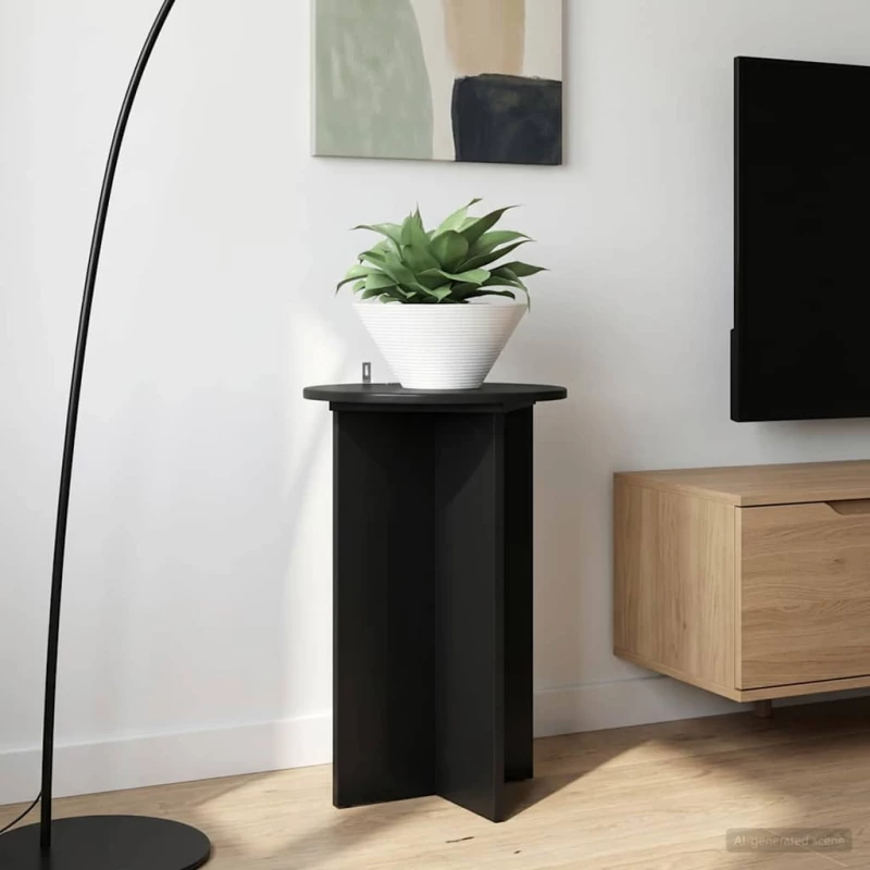 vidaXL Βάση φυτών 2 pcs Μαύρο Ø40 x 60 εκ. Επεξεργασμένο Ξύλο