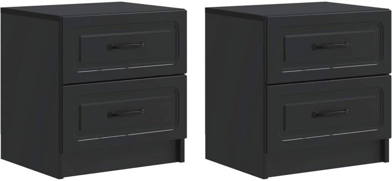 vidaXL Κομοδίνο 2 pcs Μαύρο 43 x 34,5 x 44,5 εκ Επεξεργασμένο Ξύλο
