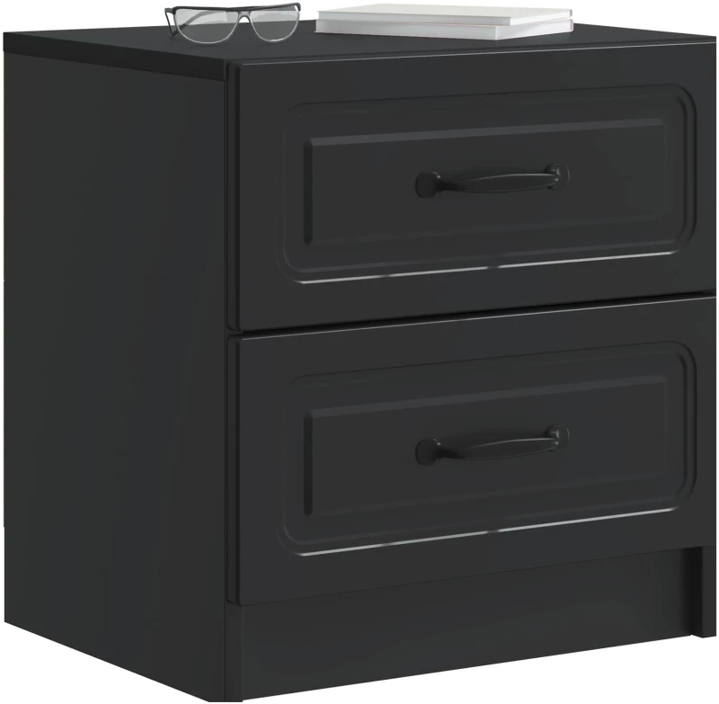 vidaXL Κομοδίνο 2 pcs Μαύρο 43 x 34,5 x 44,5 εκ Επεξεργασμένο Ξύλο