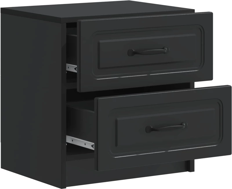 vidaXL Κομοδίνο 2 pcs Μαύρο 43 x 34,5 x 44,5 εκ Επεξεργασμένο Ξύλο