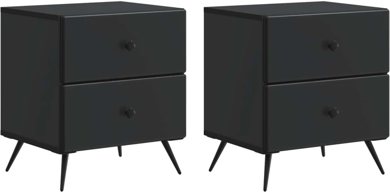 vidaXL Κομοδίνο 2 pcs Μαύρο 43 x 34,5 x 47,5 εκ Επεξεργασμένο Ξύλο