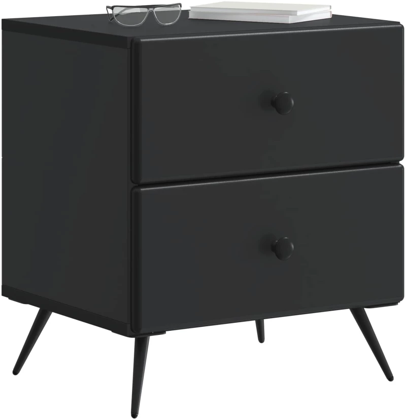 vidaXL Κομοδίνο 2 pcs Μαύρο 43 x 34,5 x 47,5 εκ Επεξεργασμένο Ξύλο