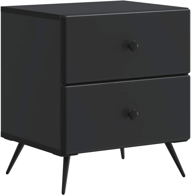 vidaXL Κομοδίνο 2 pcs Μαύρο 43 x 34,5 x 47,5 εκ Επεξεργασμένο Ξύλο