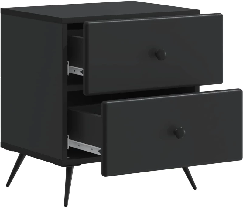 vidaXL Κομοδίνο 2 pcs Μαύρο 43 x 34,5 x 47,5 εκ Επεξεργασμένο Ξύλο
