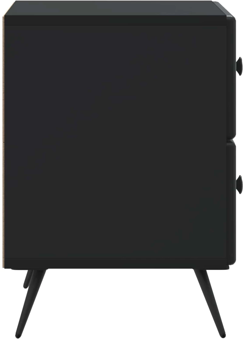 vidaXL Κομοδίνο 2 pcs Μαύρο 43 x 34,5 x 47,5 εκ Επεξεργασμένο Ξύλο