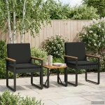 vidaXL Σετ Εξωτερικών Επίπλων με μαξιλάρι 3 pcs Μαύρο συνθετικό ρατάν