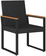vidaXL Σετ Εξωτερικών Επίπλων με μαξιλάρι 3 pcs Μαύρο συνθετικό ρατάν