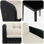 vidaXL Σετ Τραπέζι Καναπέ με μαξιλάρι 3 pcs Μαύρο και Κρεμ Λευκό