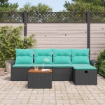 vidaXL Σετ Καναπέ Κήπου με μαξιλάρι 6 pcs Μαύρο συνθετικό ρατάν